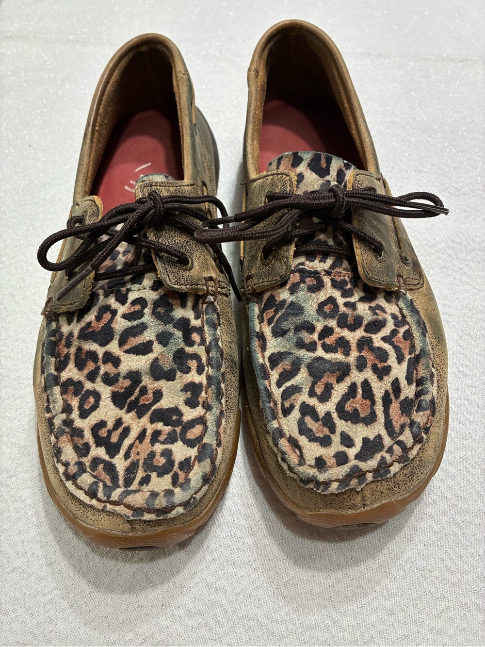 Twisted X Men’s Leopard Print Suede Moccasin Loafers - Brown/Tan Size 8.5